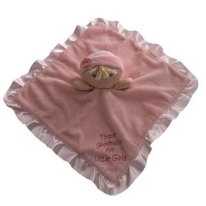 Kids Preferred Pink Baby Security Blanket Satin Trim Plush Doll Head Lovey Girl